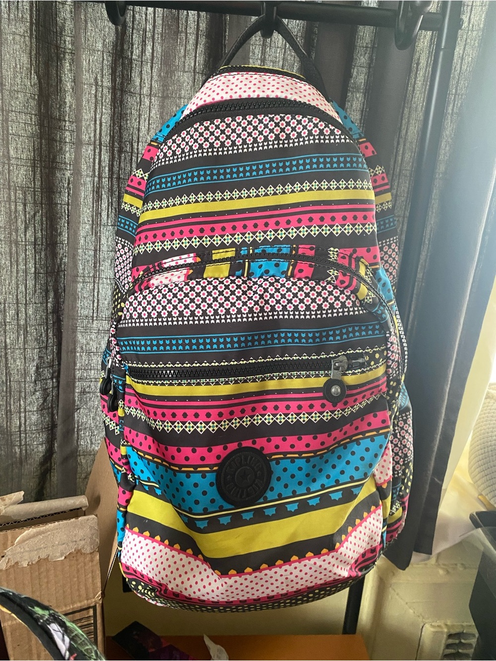 Kipling multicolored polka dot backpack